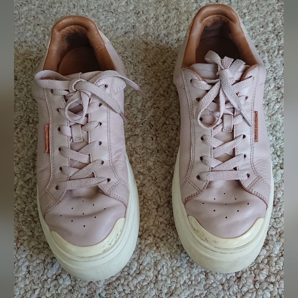 Tory Burch Ladybug Low Top Pink Leather Sneakers size 8.5